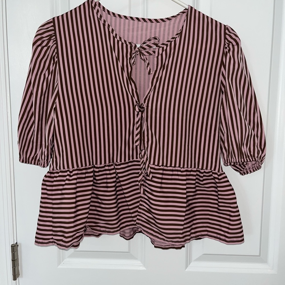 Striped Women's Top - Black and Pink
